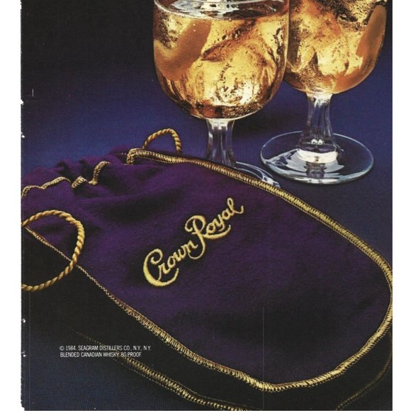Crown Royal Whiskey Bag 1984 Vintage Print Ad 9 inch Tall - Picture 3 of 4